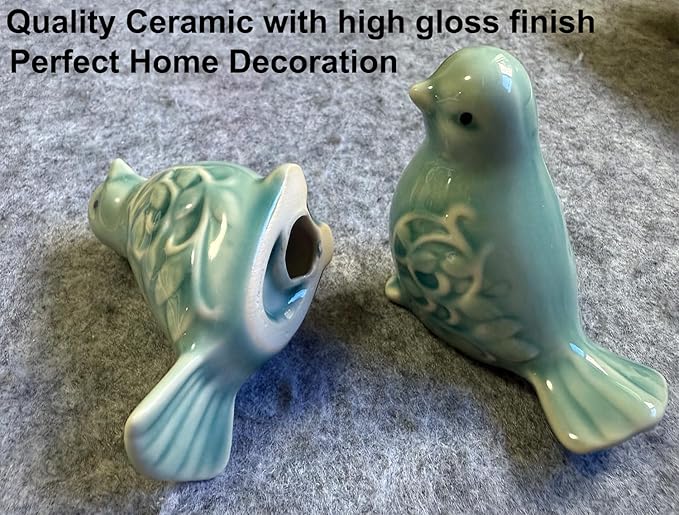 Small Animal Statues, Ceramic Bird Duck Statues, Home Office Decor, Small Decor for Cabinet Shelves Entryway Bookcase TV Stand, Micro Landscape Accessories (Green)