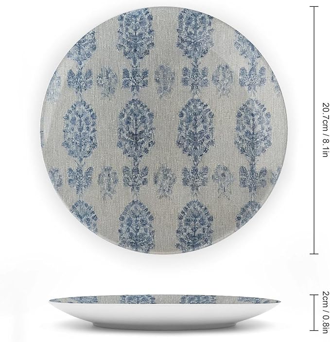 Blue Flowers Aqua Plates Ceramic for Display Blue Indigo Floral Chinoiserie Office Wedding Supplies Household Housewarming Gifts Holiday Party Decorations Custom Gifts for Men Women Wedding