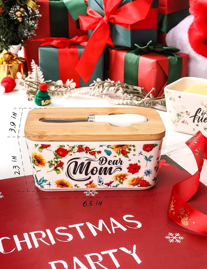 Gifts for Mom Birthday Gifts for Women Dear Mom Thanksgiving Christmas Birthday Mothers Day Gifts for Mom Butter Dish with Lid