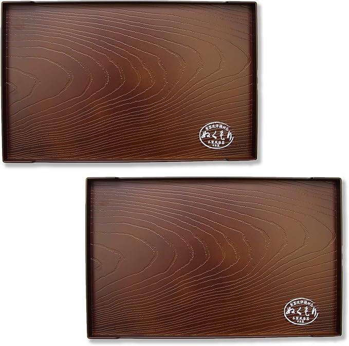 Generic 2pcs Set, Grain Pattern Tea Serving Tray, Japanese Traditional Style, 10 x 6.3inches, Made in Japan
