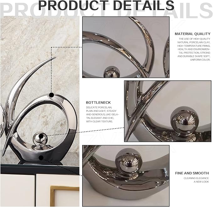 Sculptures Statues Sculptures Decoration, Ceramic Decoration Table Decoration Living Room, Decoration Apartment Modern Sculpture, d (Silver B)
