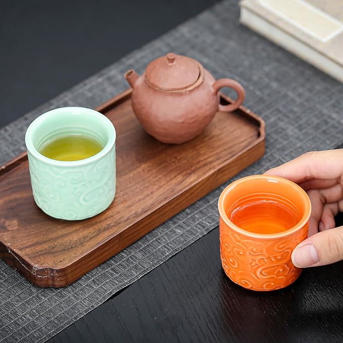 Ceramic Espresso Cups Set of 4-3oz Demitasse Cups for Coffee & Tea, No Handles, Durable & Dishwasher Safe (lawngreen, 4)