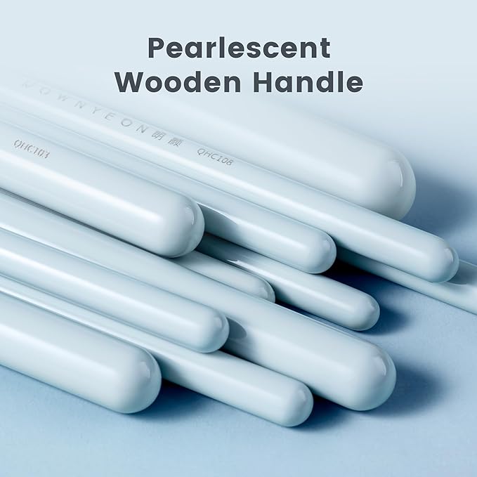 Indigo Artisan Series Tongue Lip Brush - Curved Nylon Bristles for Lipstick, Gloss & Eyeshadow, Blue Porcelain Ferrule & Lacquered Wood Handle (QHC 112)