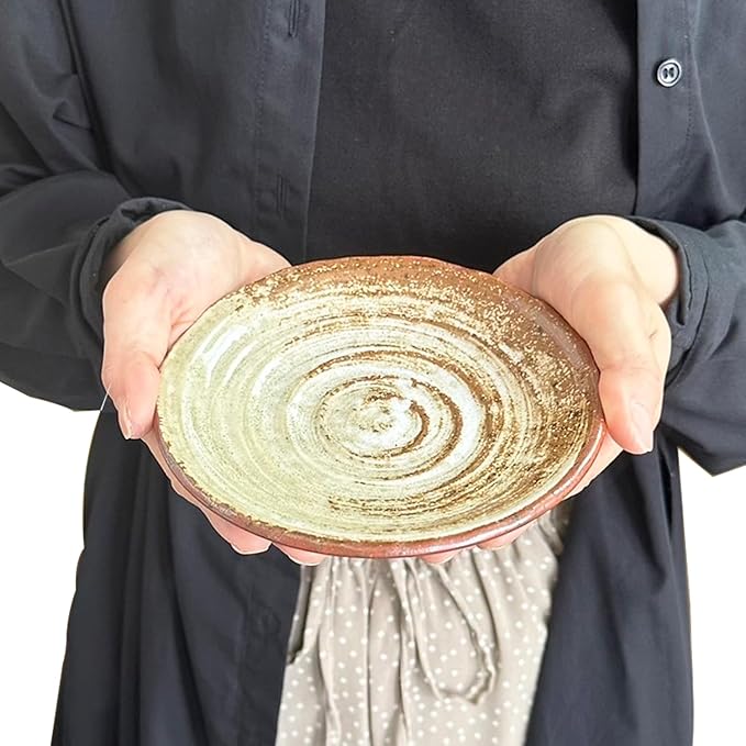 5.9 inches Serving Plates Set of 5, Rough Cut Shape Pottery, Dishwasher and microwave safe,Japanese Traditional Style and Color, Dessert plates, Appetizer Plates, Salad Plates (Appetizer Plate)