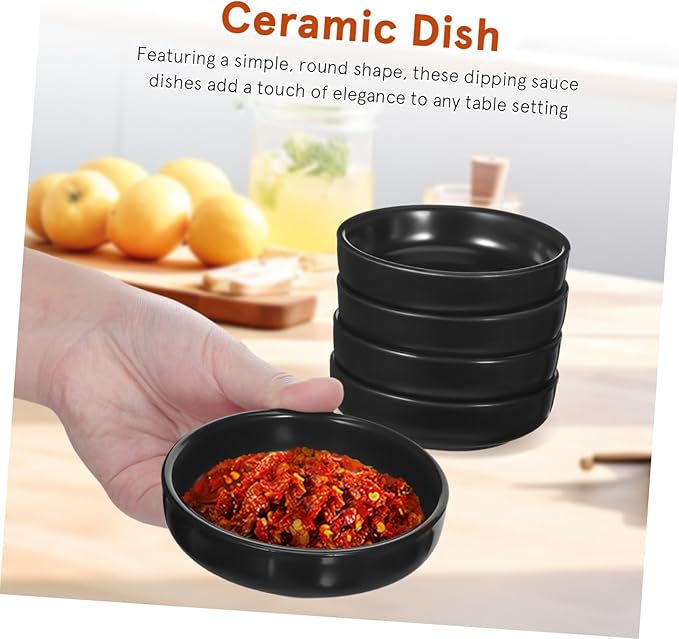 6 Piece Japanese Ceramic Dipping Plates Set Appetizer Sushi Sauce Dishes Porcelain Snack Plates Chinese Style Seasoning Dishes Easy Clean