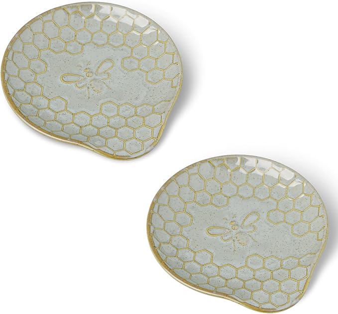 GDCZ Ceramic Dessert Plates, 5.2 Inch Mini Dinner Plates, Dinner Dishes for Cake, Waffle, Snacks Side, Microwave, Oven and Dishwasher Safe, Set of 2 (Grey)