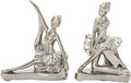 Deco 79 Porcelain Ceramic Dancer Decorative Sculpture Home Decor Statues, set of 2 Accent Figurines 6" x 3" x 7", Silver