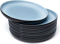 Sweese Porcelain Dessert Plates, 7.4 Inch Lightweight Round Salad Plates Set of 6, Small Appetizer, Small Kitchen Dish, Microwave & Dishwasher Safe, Scratch Resistant Plates set, Black & Blue