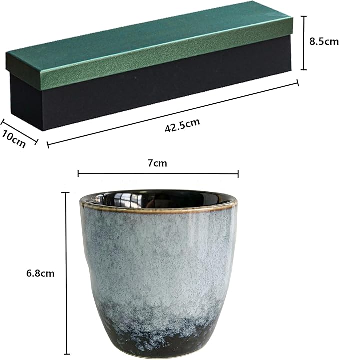 Rubdub Ceramic Japanese Tea Cup, 5.07oz/ 150 ml Chinese Tea Cup, Tea Cups no Handles, Teacup in Gift Box, Ceramic Mate Cup Set of 5