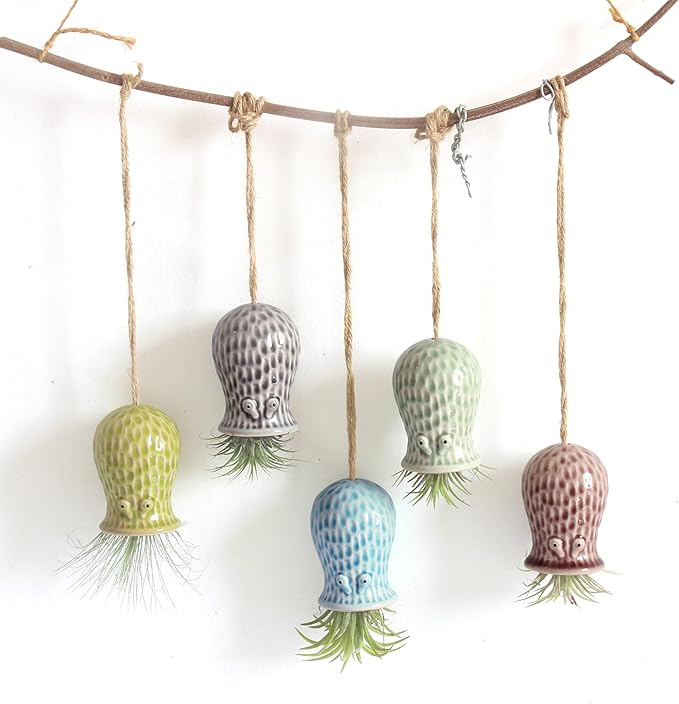Octopus Air Plant Holder - 5 Pack Resin Hanging Stand for Home Decor, Cute Hanger for Air Plants/Succulent, Octopus Decor for Living Room/Office