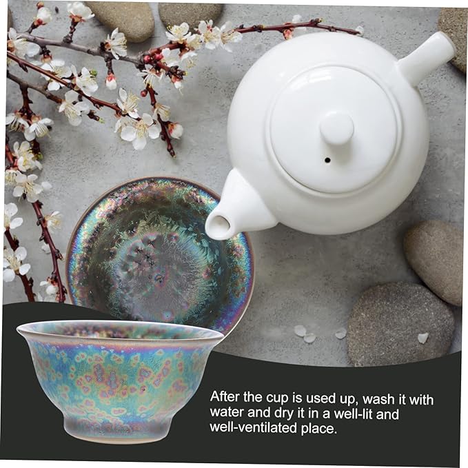 Ceramic Colorful Peacock Teacup Gongfu Tea Bowl for Tea Lovers Unique Artisan Teaware Home Office Use Safe and Eco-friendly Material