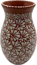 Brown & White Talavera Vase | Handcrafted Relief Pottery