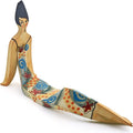 Large Sitting Woman Decorative Ceramic Sculpture Handmade and Handpainted with Multicolored Foc-Art Decoration. 11,81" x 4,33" x 7,48"
