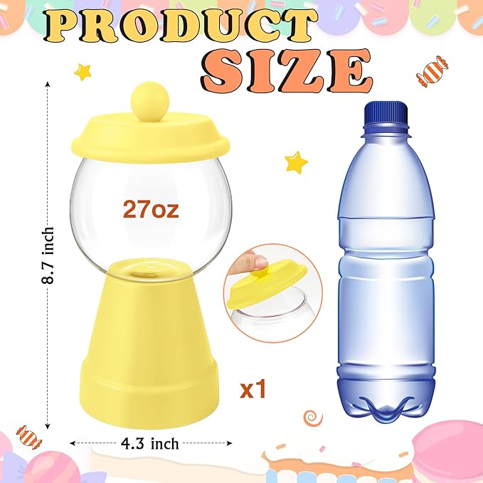 Thyle 27 oz Plastic Candy Jar with Lid Ceramic Candy Jar Food Storage Container for Easter Wedding Party Centerpieces DIY Gifts Game Table Ornament Holder Treats(Baby Yellow)