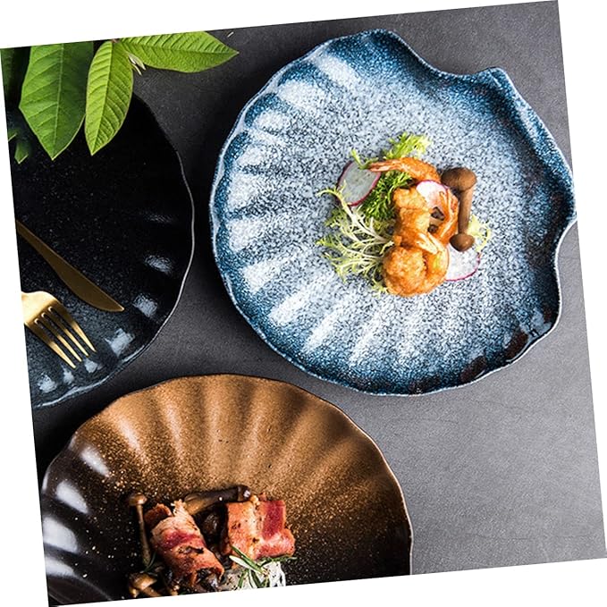 OUNONA Shell Shape Porcelain Plate Dish for Dinnerware Ceramic Plate for Salad Noodles