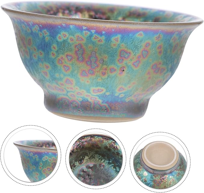 Ceramic Colorful Peacock Teacup Gongfu Tea Bowl for Tea Lovers Unique Artisan Teaware Home Office Use Safe and Eco-friendly Material