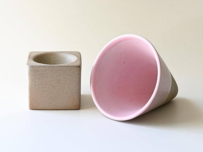 aprikalife Japanese Pottery Coffee Mug with Base 200ml - Ceramic Handmade Triangle Cone Funnel Shaped Retro Tea Cup - Dishwasher & Microwave Safe Coffee Cup for Tea, Cocoa, Espresso & Latte