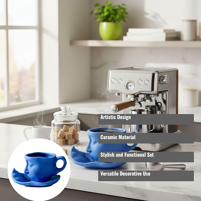 Artistic Ceramic Coffee Mug with Sculptural Face Design for Home Decor and Gift Giving