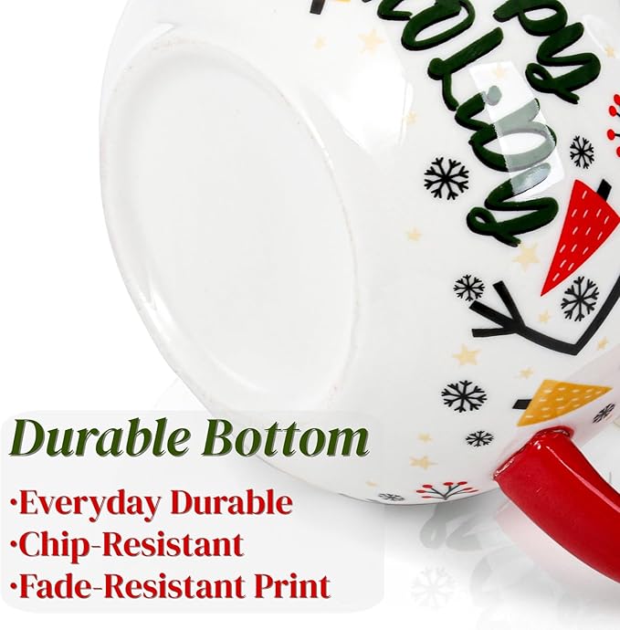 4 Pack Christmas Mugs Set, 15oz Ceramic Snowman Coffee Cup, Stackable Holiday Xmas Tea Mug for Hot Cocoa Cold Water Milk, Housewarming Gift Home Decor, Dishwasher Microwave Safe(4 Styles)