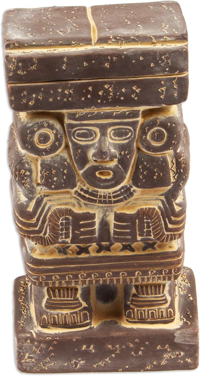 NOVICA Grey Archaeological Ceramic Sculpture, 6.75" Tall, 'Goddess Chalchiuhtlicue'