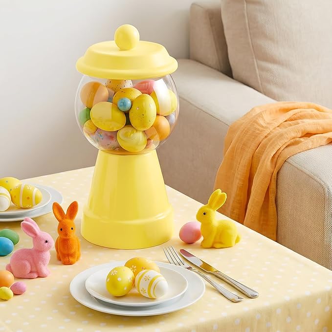 Thyle 27 oz Plastic Candy Jar with Lid Ceramic Candy Jar Food Storage Container for Easter Wedding Party Centerpieces DIY Gifts Game Table Ornament Holder Treats(Baby Yellow)