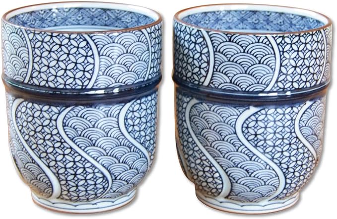 有田焼やきもの市場 Japanese Yunomi Tea Cup set of 2 Arita Imari ware Made in Japan Jimon-Ori Large