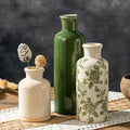 Rustic Ceramic Vase Set of 3, Flower Vases for Farmhouse Decor, Kitchen Living Room Table Centerpieces Decoration, Shelf, Mantel and Entrance Decorations-Multicolor.