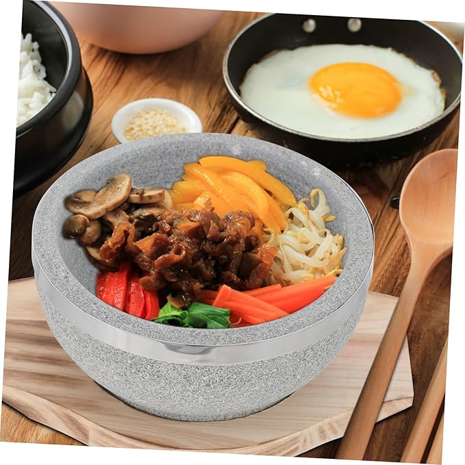 Korean Bibimbap Stone Bowl with Tray Dolsot Bowl for Soup and Cooking Kitchenware for Authentic Korean Cuisine for Bibimbap and Stews