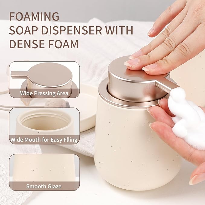 BosilunLife Bathroom Accessories Set 3 pcs (Apricot-Foam)