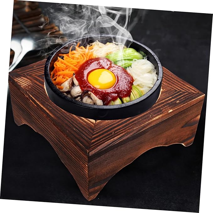 ABOOFAN Korean Stone Pot Stand Pot Rack Wooden Bowl Storage Stand Heat Resistant Easy to Use