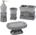 Avanti Linens - Accessory Set, Resin Tumbler, Toothbrush Holder, Soap Dish & Lotion Pump, Durable Bath Decor (Braided Medallion Collection, Granite)