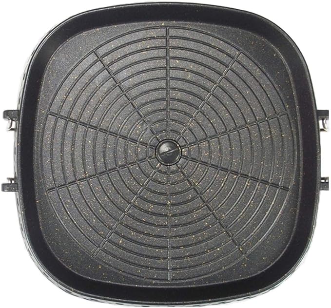 Korean Style Square Grill Pan with Maifan Coated Surface,Non-stick Smokeless Barbecue Stovetop Plate for Indoor Outdoor BBQ