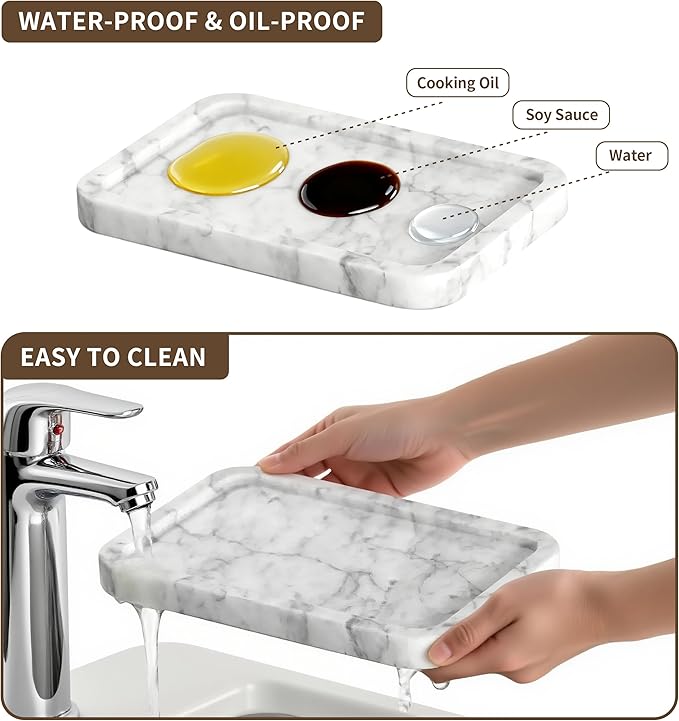 Marble Butter Dish with Lid, Elegant Large Capacity Butter Holder for Countertop & Refrigerator – Natural Cool Surface Keeps Butter in an Ideal Spreadable State – White Butter Container