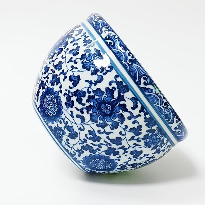 Blue and White Chinoiserie Planter, Blue and White Flower Pot for Indoor Plants, Oriental Pots for Plants, Oriental Porcelain Chinoiserie Pot, Ceramic Asian Planter