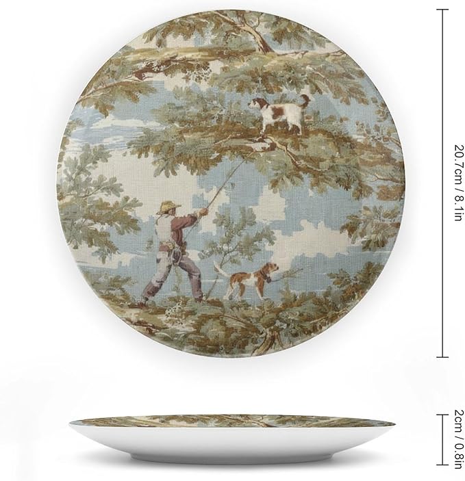 Vintage Plates Farmhouse Country Village Personalized Decor for Office Household Housewarming Gifts Farmhouse Chinese Plates Including Bracket And Special Hook, Multi Sizes, Gifts for Men Women
