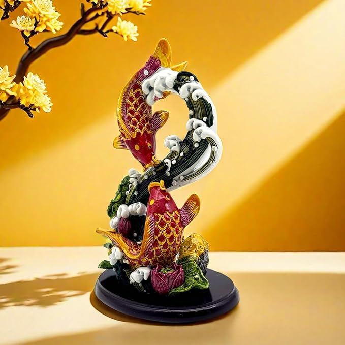 Chinese Feng Shui Fish Statue Sculpture Frgurine Good Lucky Gift for FengShui Lover Desktop Display Decorative Decoration