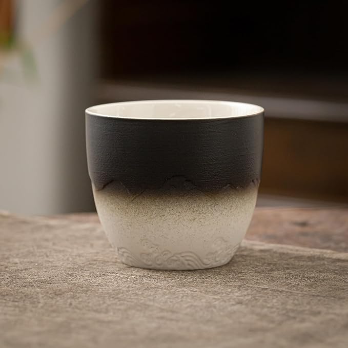 TEANAGOO Japanese Tea Cups, Chinese Tea Cup, 7.2Oz / 205 Ml, Japanese Tea Cup for Adults, Chinese Tea Cups no Handles, Japanese Cups, Asian Tea Cups Matcha Cup, Gradient Navy Black, 4 Pcs/Box, H24