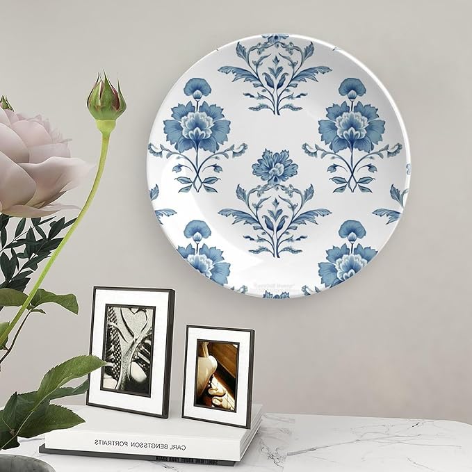 Mughal Flower in Monsoon Vintage Plates of 6", 7", 9", 10", Customize Ceramic Salad Plates, Festival Wedding Decorations Kitchen, Unique Art with Stand