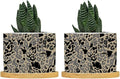 Leopard Black and Light Brown Dot Ceramic Planters African Tribal Animal Print Planters for Indoor Plants with Drainage Holes and Saucers Pot for Outdoor Garden Home Plant