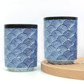 Japanese Ceramic Cup 10 oz No Handle Coffee Mug Teacups Set of 2 for All Kinds of Coffee and Drinks (Blue)