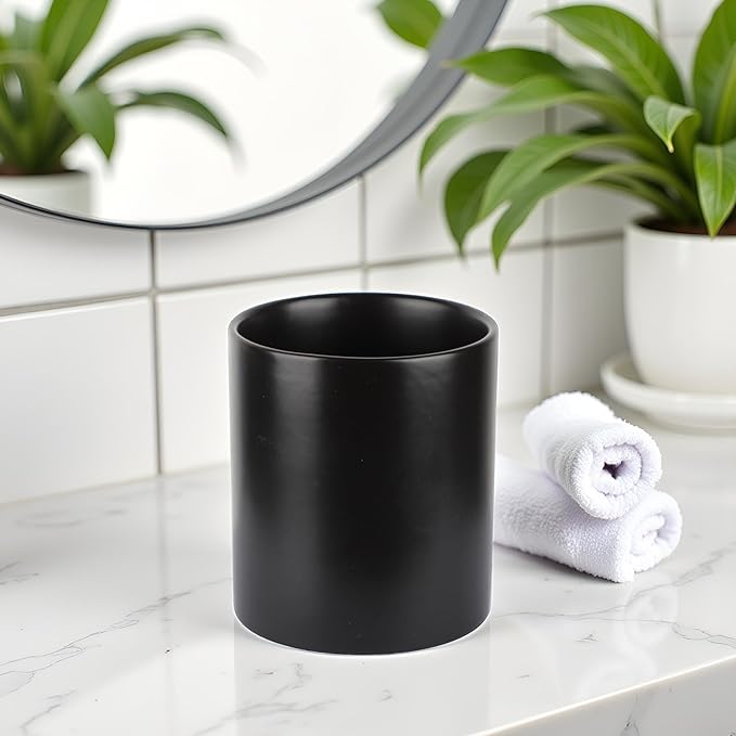 Toothbrush Holders Ceramic Toothbrush Holders for Bathrooms Reusable Black Toothbrush Holder Handmade Reactive Glaze Stonewre Makeup Brush Holder, Pen Holder for Home Desktop Storage