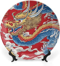 Red Dragon Chinoiserie Asian Inspired Vintage Plates for Display Home Farmhouse Supplies Table Wedding Holiday Party Decorations Customize Gifts for Men Women Halloween, 6", 7", 9", 10"