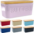 PriorityChef Extra Large Butter Dish with Lid for Countertop, Ceramic Butter Container With Airtight Cover, Butter Keeper for Counter or Fridge, Butter Holder Storage, Lacy Lilac