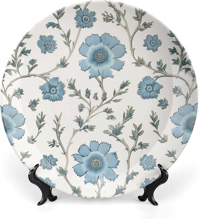 Blue And White Mughal Flower Plates Ceramic for Display Wedding Home Supplies Housewarming Gifts Table Holiday Party Decorations Customize Gifts for Men Women Thanksgiving, 6", 7", 9", 10"