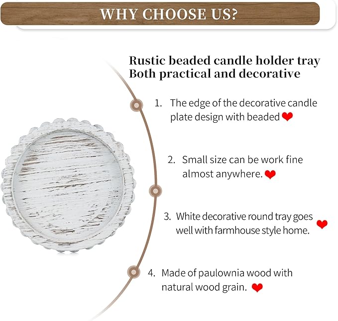 Hanobe Candle Holder for Pillar Candles: Set of 3 Rustic Farmhouse Wooden Candlestick Holders - Whitewashed Candle Stand for Table Centerpieces Fireplace Mantel Home Decor