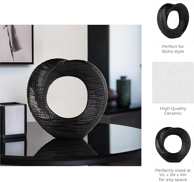 Decorative Home Decor Sculpture – Bathroom Accessory, Office and Room Decor Statement Piece – Modern Statue Accent for Living Room Decor, Bookself, Coffee Table or Artful Ornaments – 10" Black