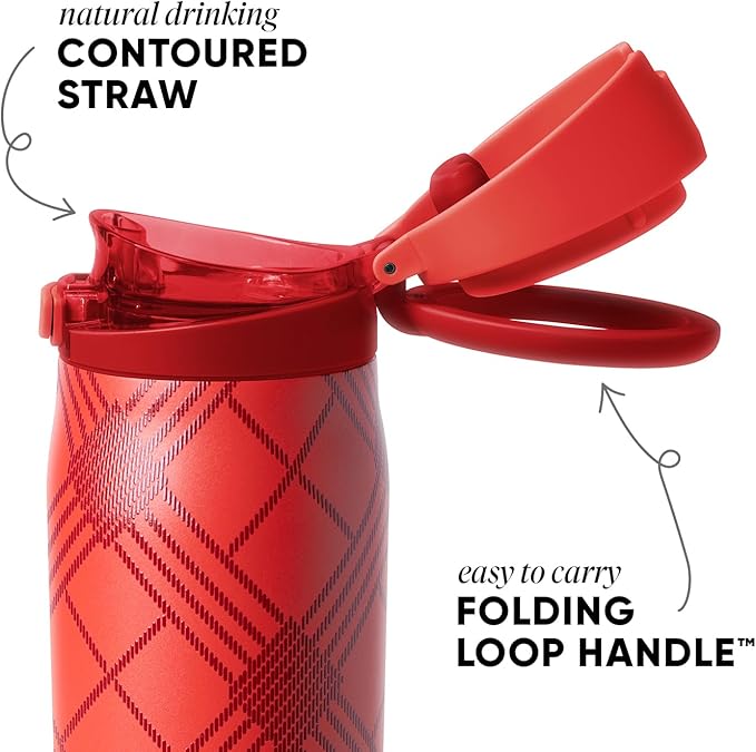 Simple Modern Mesa Loop | Christmas Water Bottle with Straw | 30oz Cup Holder Friendly Insulated Stainless Steel Bottles for Travel, School | Holiday Gifts for Women Men Her Him | Holiday Flannel