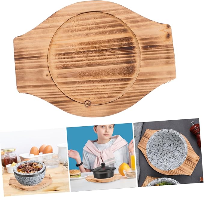 Wooden Stone Bowl Mat - Pot Holder for Korean Stone Bowls and Sturdy Base for Serving Dishes and Reducing Noise at Dining Table Inner Diameter