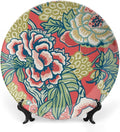 Red And Yellow Chinoiserie Peony Floral Decorative Plate for Display Colorful Chinoiserie Flower Table Housewarming Gifts Supplies Wedding Home Holiday Party Decorations Customize Gifts Holiday