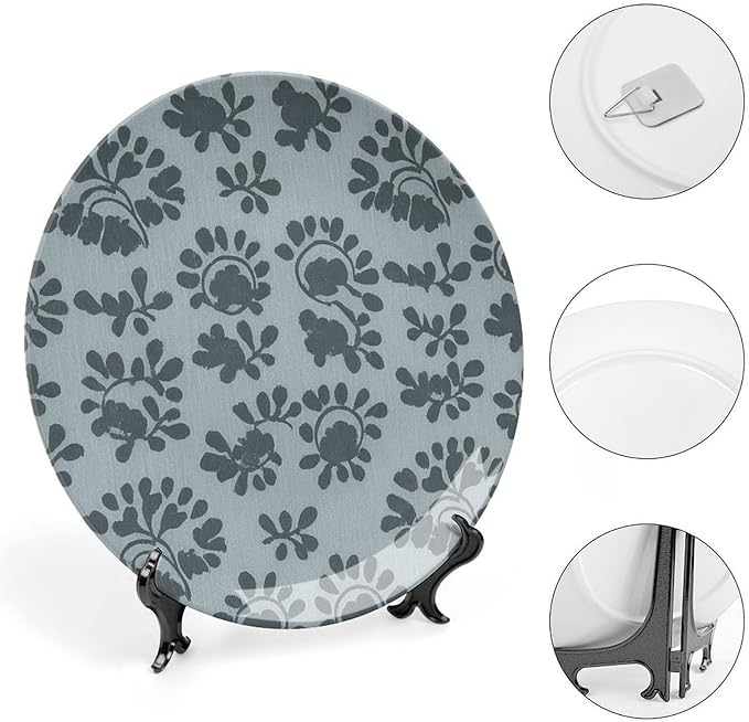 Home Decorations Decorative Plate, Giant Leaf Chinoiserie Blue Customize Christmas Gifts Wall Hanging Decoration for Festival Art Decoration Household Decor, with Display Stand And Hook Up